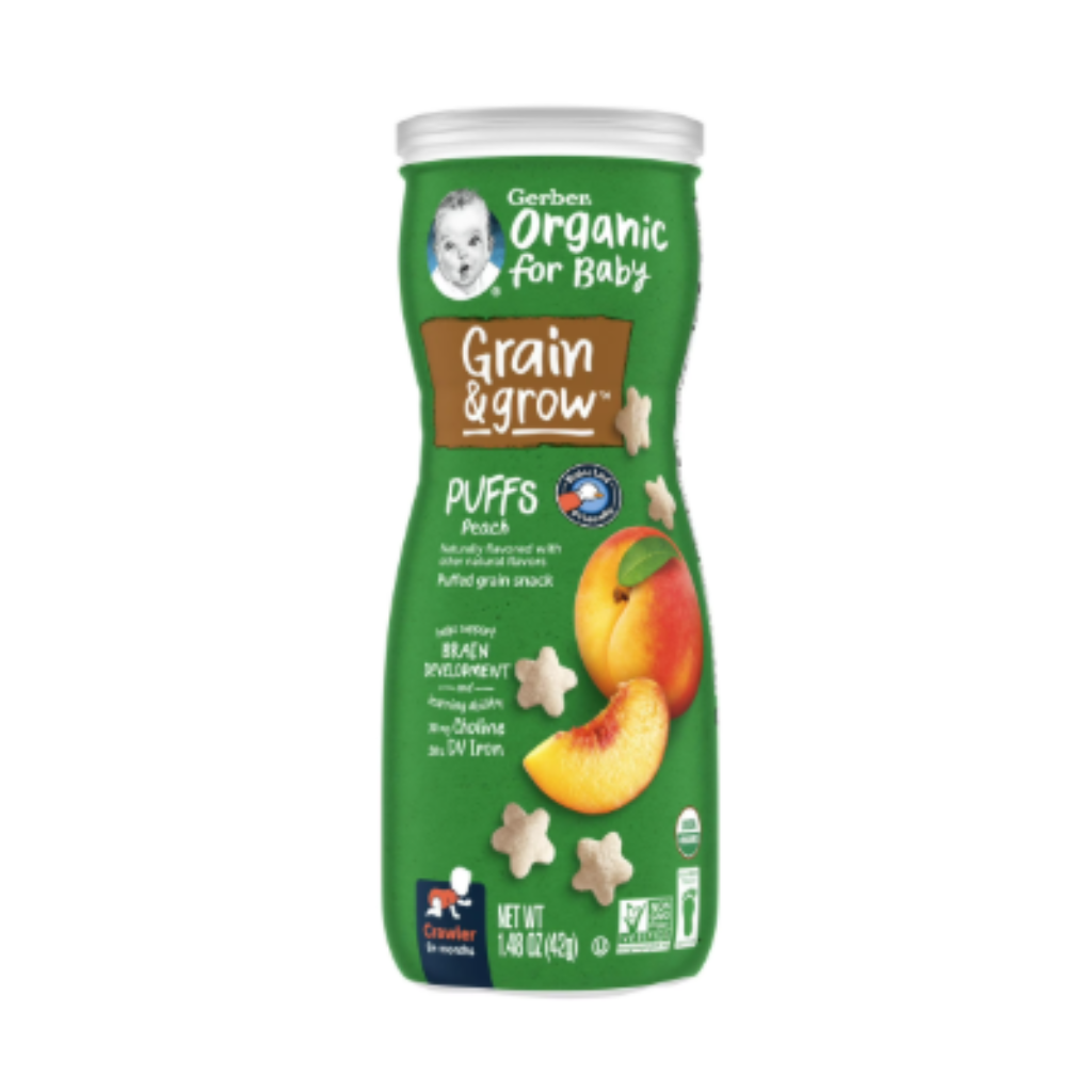 GERBER ORGANIC PUFFS, PEACH