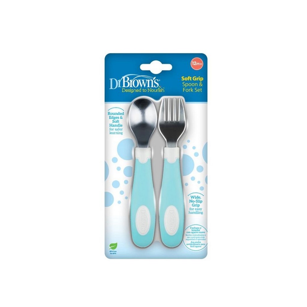 SET DE CUCHARILLA Y TENEDOR DR BROWNS TURQUESA