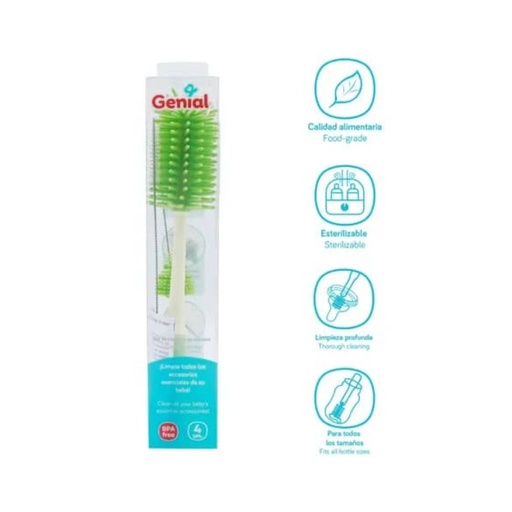 [7450210009028] GENIAL SET DE CEPILLO DE SILICONAS PARA LIMPIAR BIBERONES