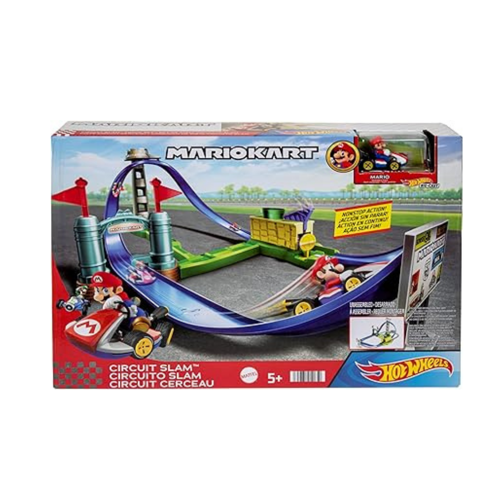 MATTEL HOT WHEELS MARIO KAR SET PISTA CIRCUITO SLAM 