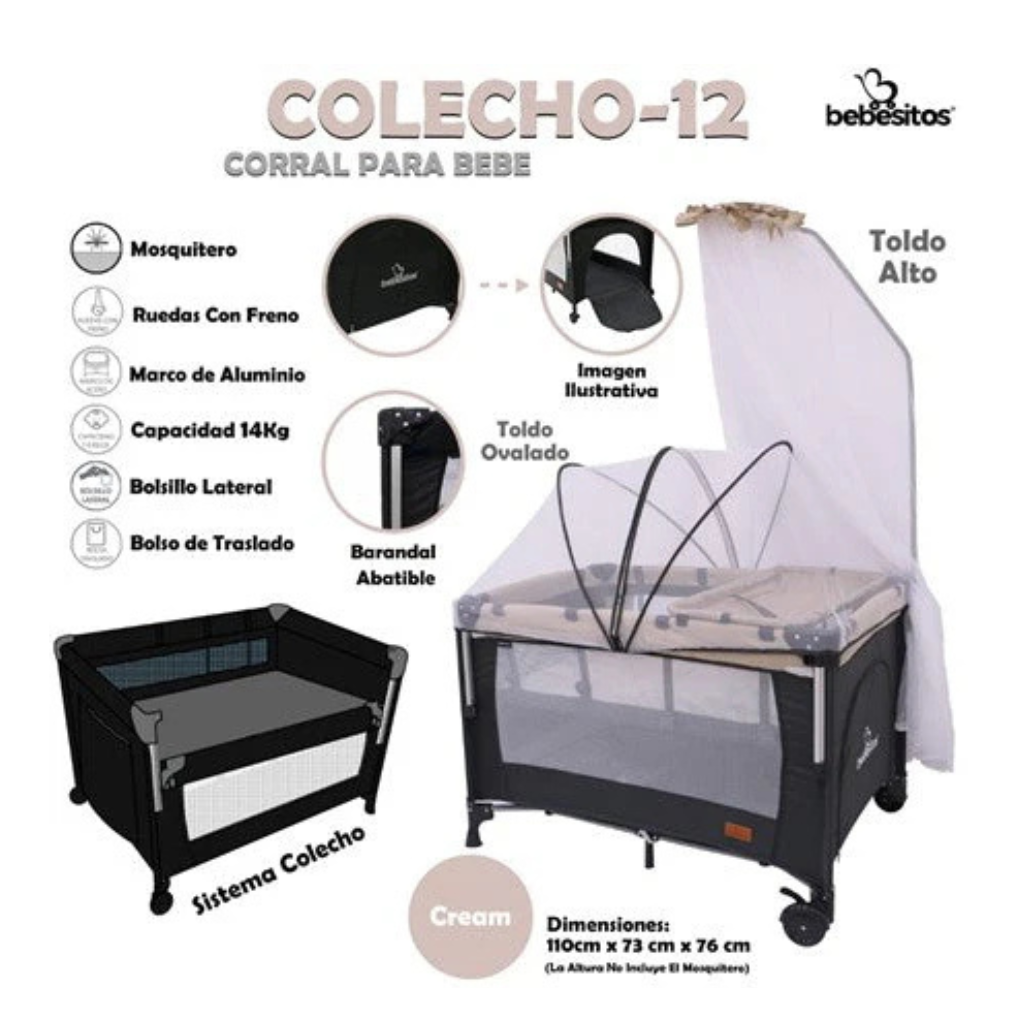 CORRAL DE JUEGO PARA BEBES MARCA BEBESITOS MODELO COLECHO-12