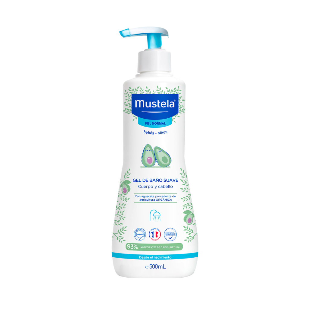 GEL DE BAÑO SUAVE CUERPO Y CABELLO, MUSTELA 500ML