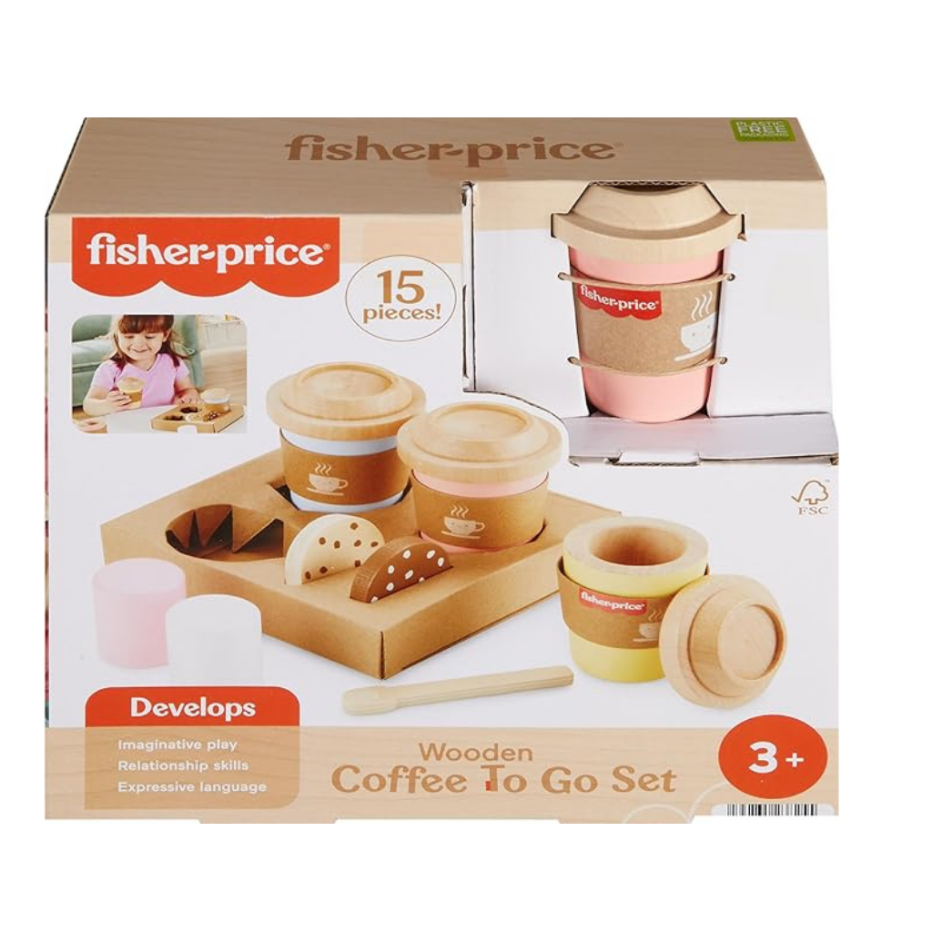 FISHER PRICE JUEGO DE CAFE DE MADERA 