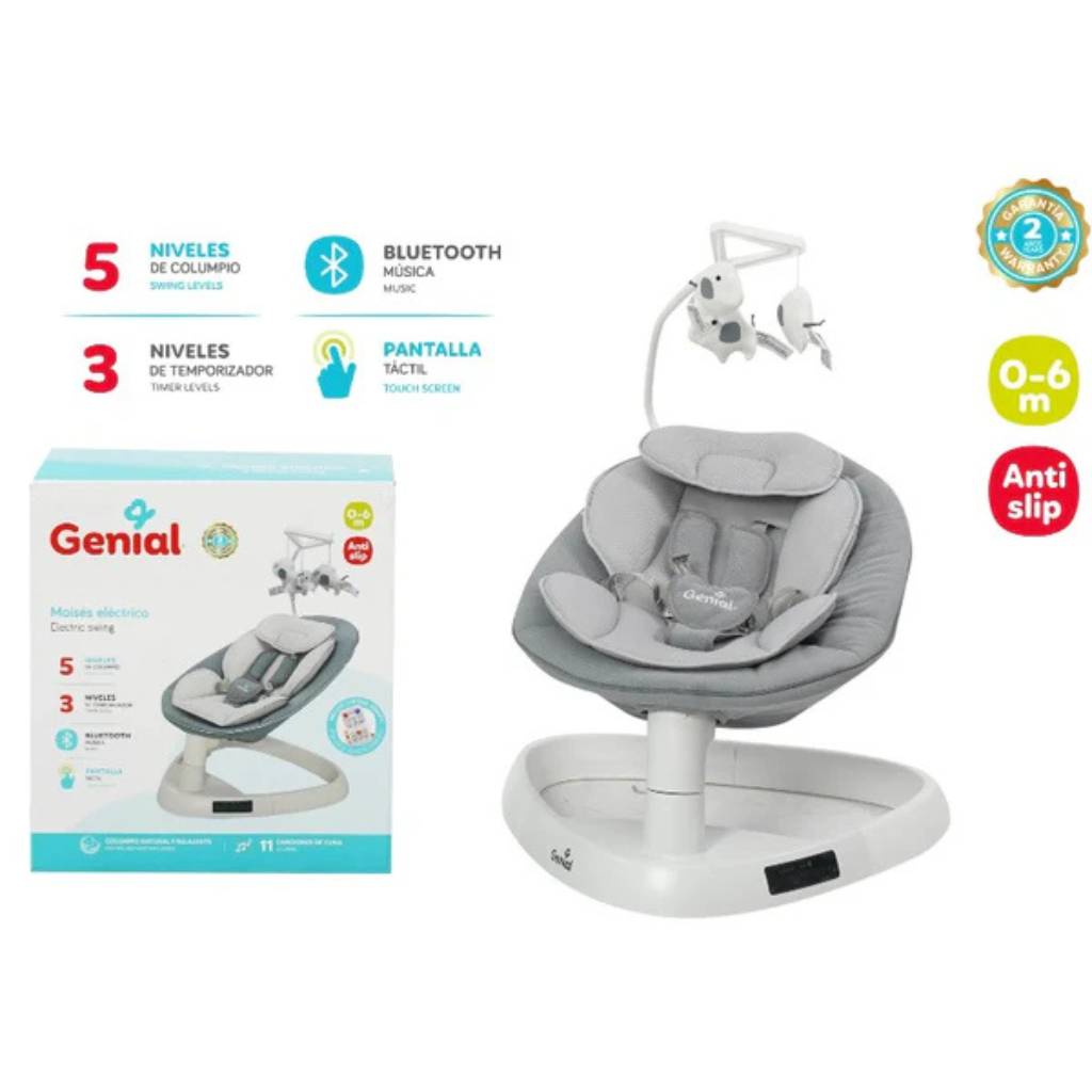 GENIAL MOISES ELECTRICO ANTI SLIP 0-6M GRIS CLARO
