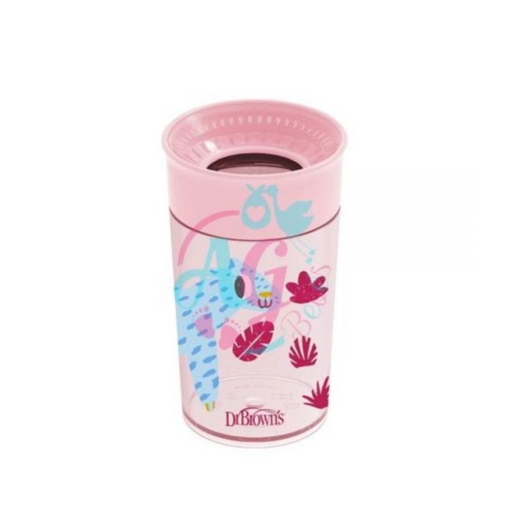 DR BROWNS / VASO DE TRANSICION SIN BOQUILLA MODELO ANIMALES ROSA / 10OZ