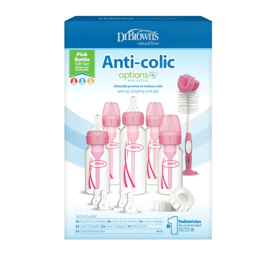 DR BROWN`S SET DE TETERO  ANTICOLICO ROSADO