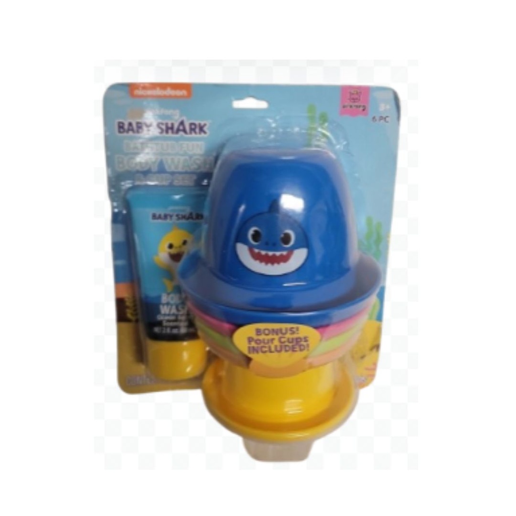 BABY SHARK JUEGO 6 VASOS PARA APILAR Y BODY WASH 