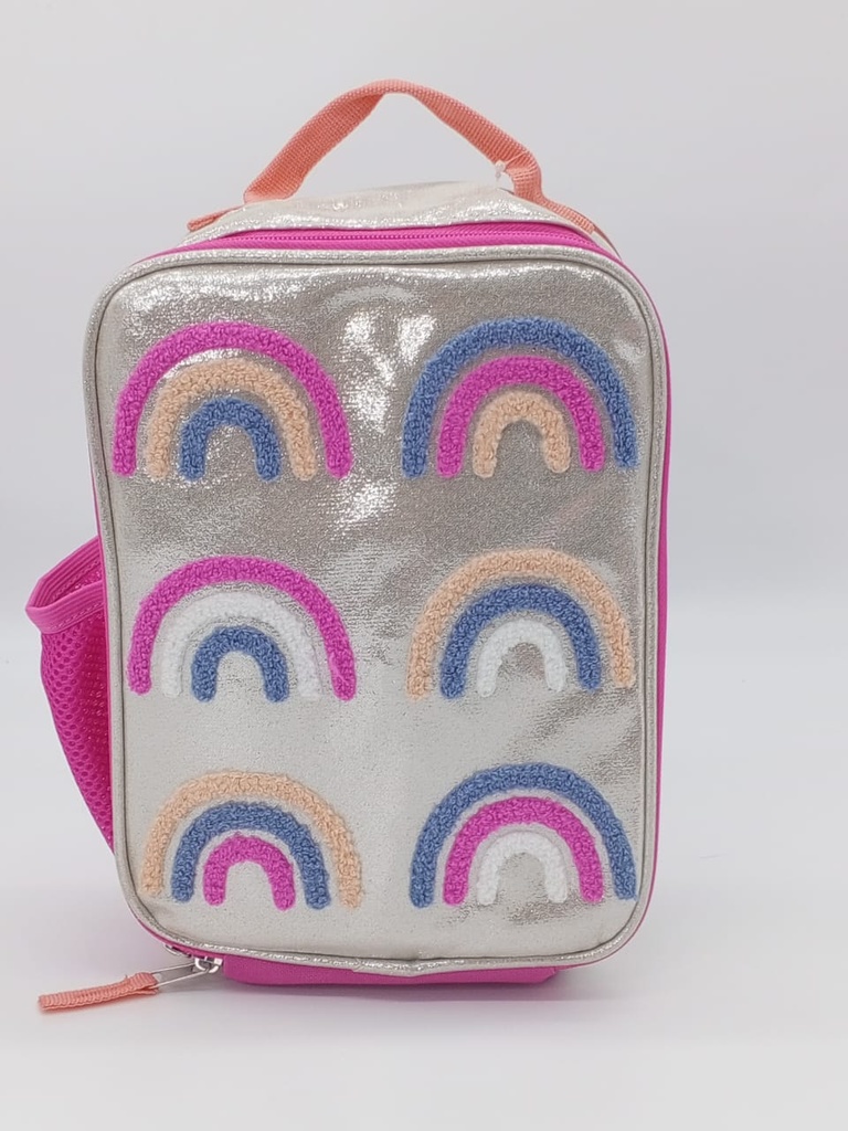 LONCHERA PLATEADO BRILLANTE CON ARCOIRIS