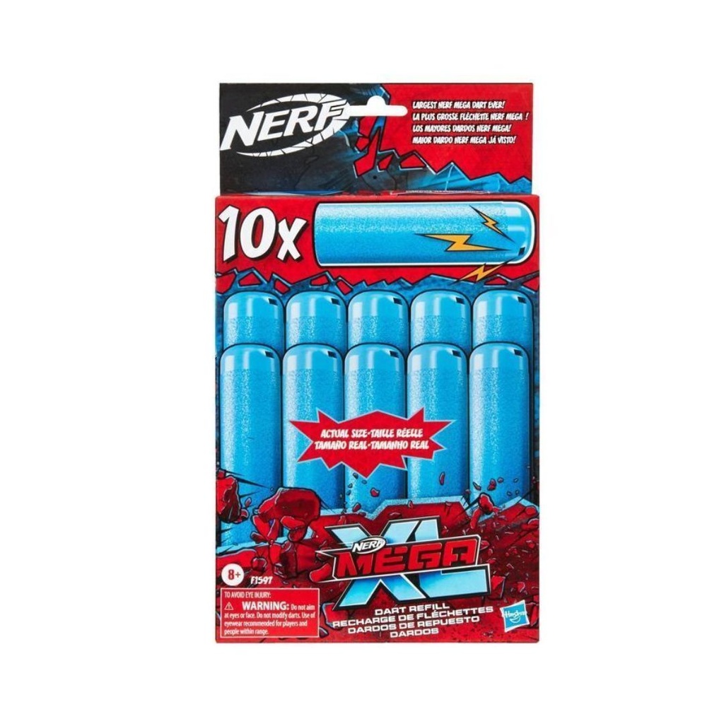 HASBRO PAQUETE DE RECARGA 10 DARDOS NERF, MEGA XL