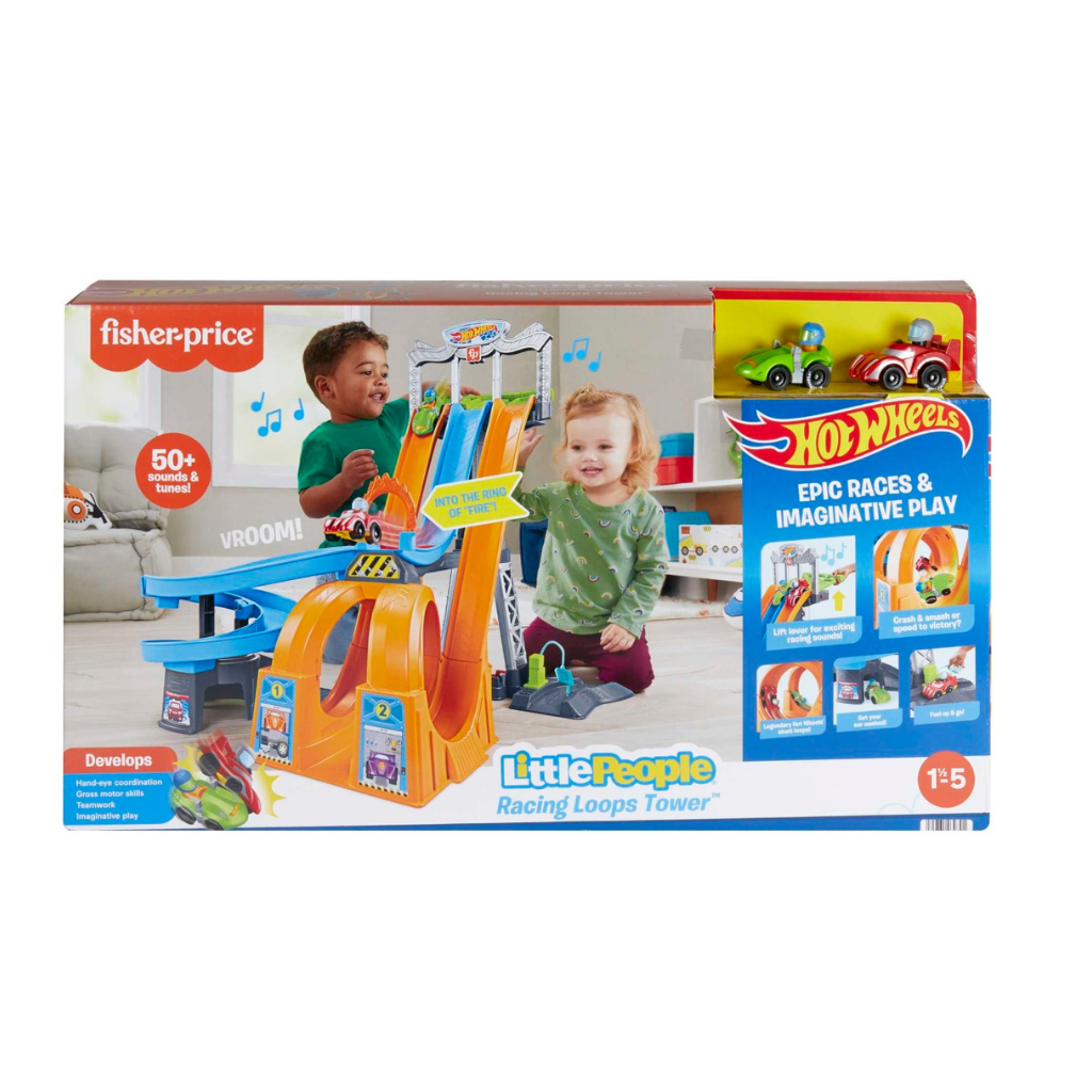 FISHER PRICE PISTA TORRES HOT WHEELS LITTLE PEOPLE CON SONIDO 
