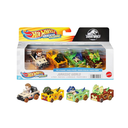 [194735101160] MATTEL HOT WHEELS 4 VEHICULOS JURASSIC WORLD