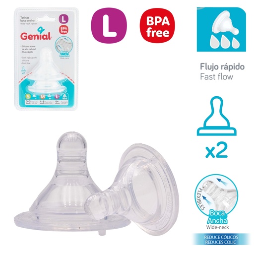 [7450210015012] TETINA DE SILICONA BOCA ANCHA TALLA L GENIAL