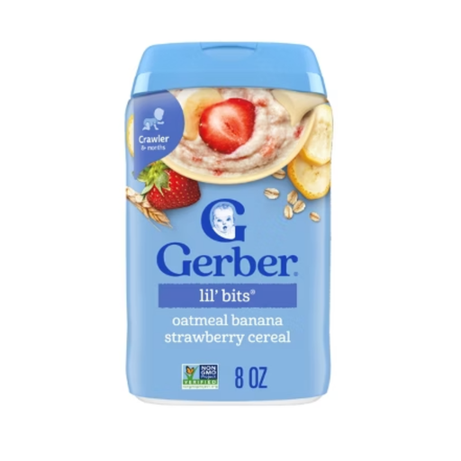 [015000070311] GERBER LIL BITS OATMEAL BANANA, FRESA, CEREAL
