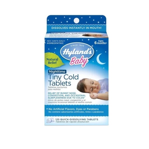 [354973332119] HYLAND'S BABY TABLETAS NOCTURNAS PARA RESFRIOS 125 TABLETAS 65 MG